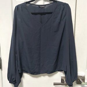 Navy Blue Long Sleeve Blouse
